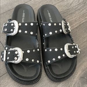Never Worn black western style studded sandals